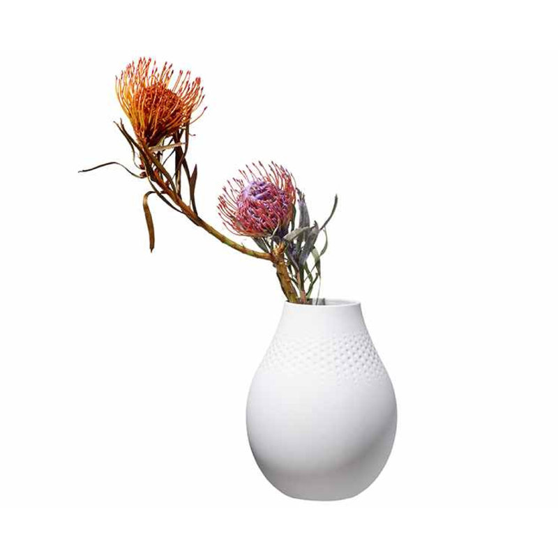 Matte White Textured Porcelain Decorative Vase, Small