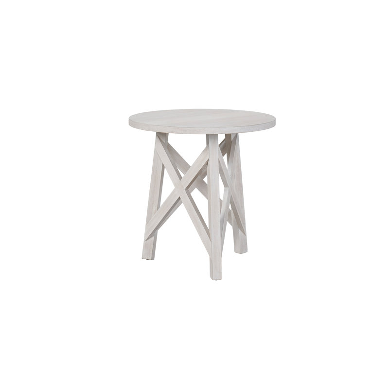 White Round Transitional Wood End Table