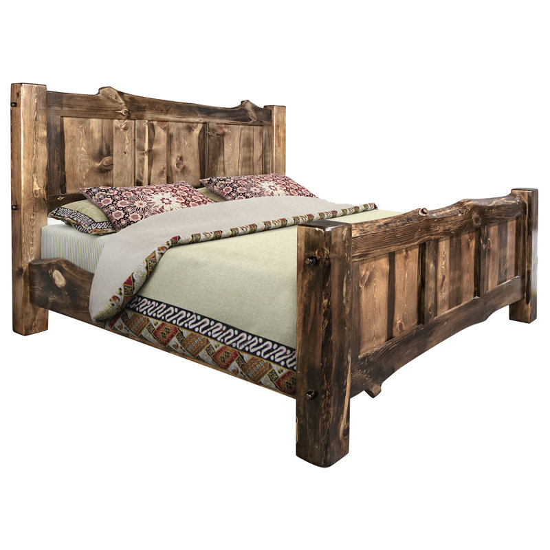 Big Sky Pine Wood California King Bed with Live Edge Design