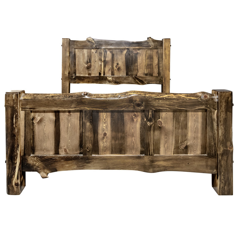 Big Sky Pine Wood California King Bed with Live Edge Design