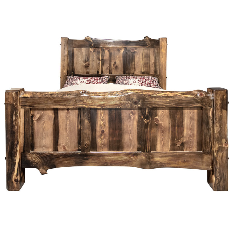 Big Sky Pine Wood California King Bed with Live Edge Design