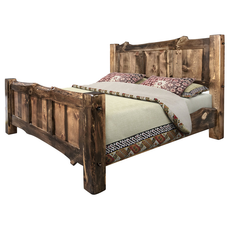 Big Sky Pine Wood California King Bed with Live Edge Design