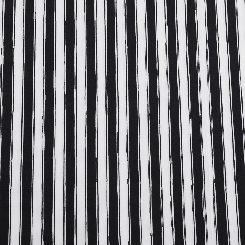 Twin White and Black Striped Cotton Percale Sheet Set