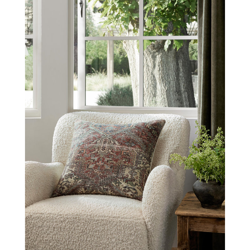 Antique Redwood Distressed Damask Round Throw Pillow Set