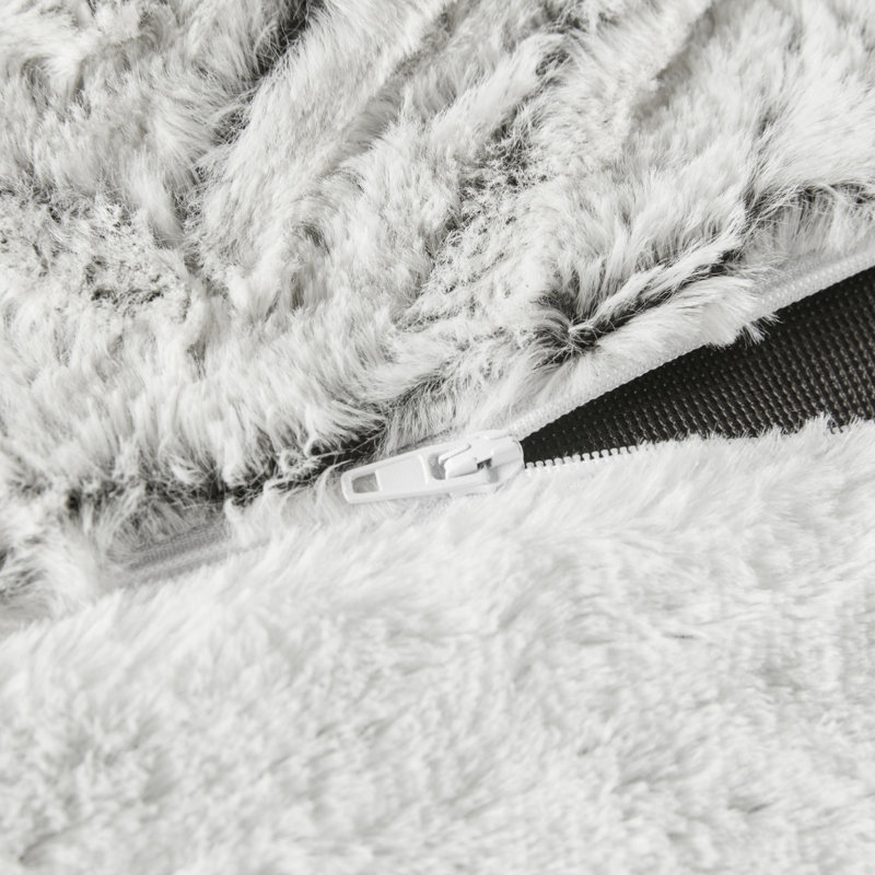 Ivory Full Reversible Plush Fur Duvet Cover Set