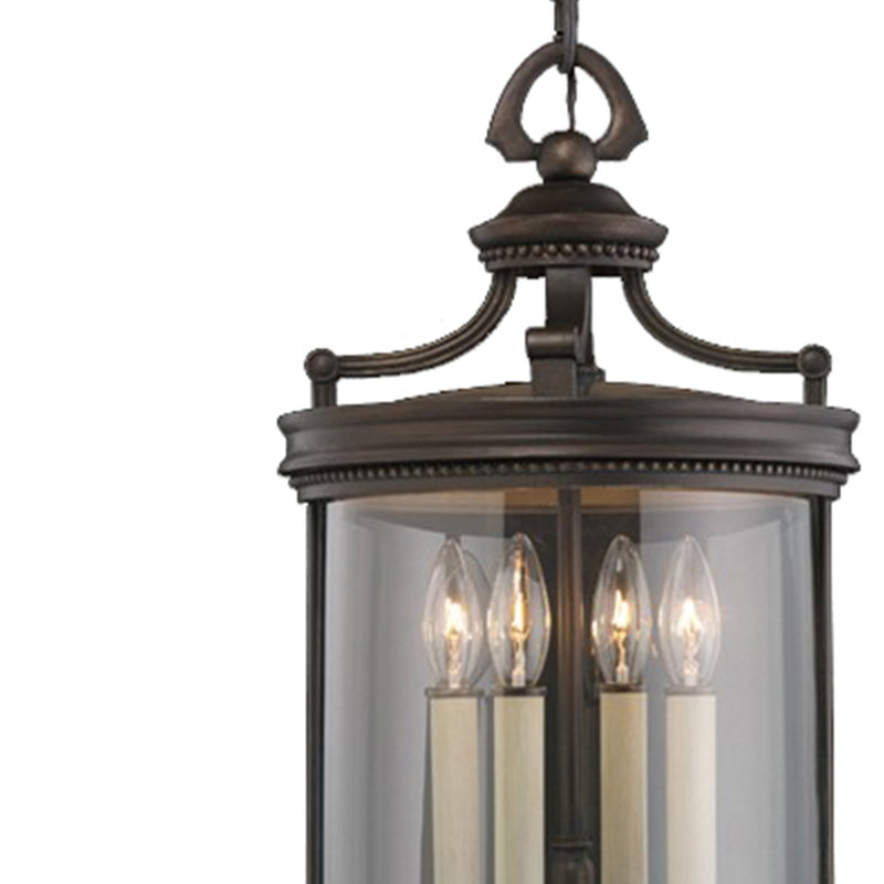 Louvre 12" Bronze and Glass Outdoor Hanging Lantern