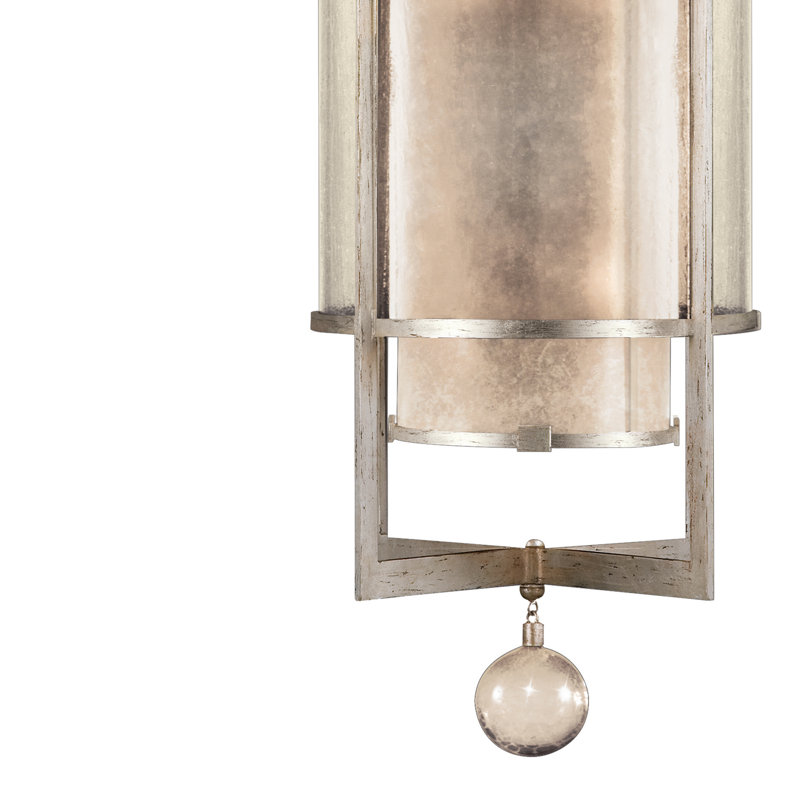 Singapore Moderne Silver Leaf 6-Light Drum Pendant with Glass Accents