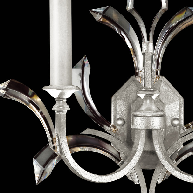 Beveled Arcs 2-Light Wall Sconce with Crystal Accents in Silver Leaf
