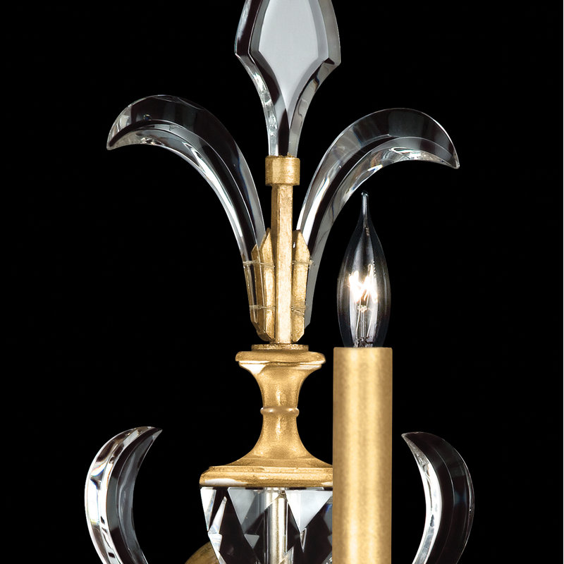 Beveled Arcs Fleur Gold Leaf Crystal 1-Light Wall Sconce