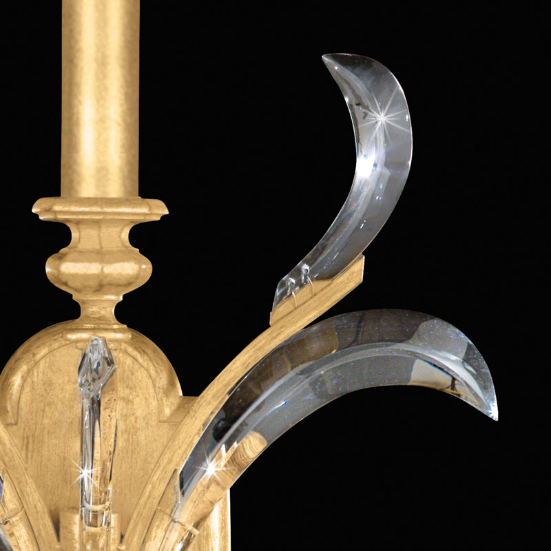 Beveled Arcs Gold Leaf Dimmable Wall Sconce with Crystal Accents
