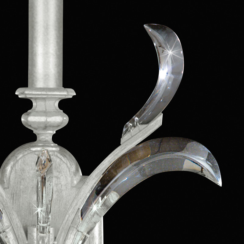 Silver Leaf Crystal Dimmable Sconce with Cream Shade