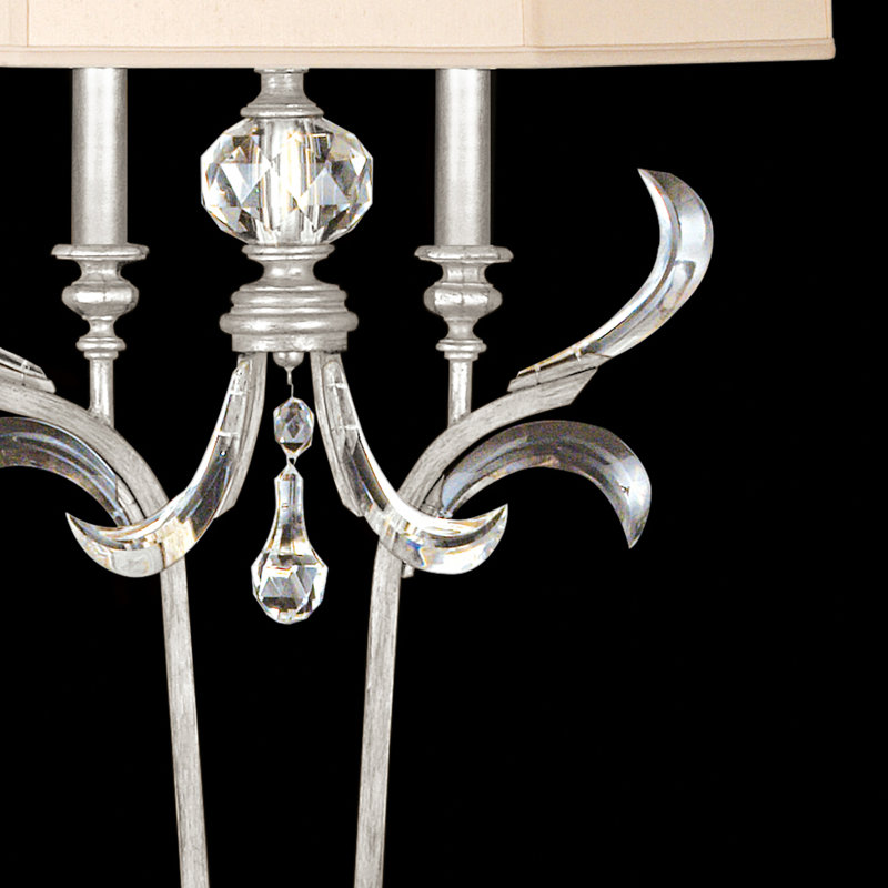 Elegant Silver Leaf Dimmable Wall Sconce with Crystal Accents