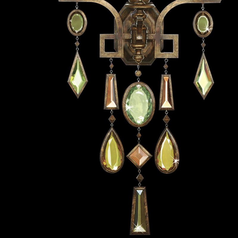 Bronze Patina 3-Light Sconce with Multicolor Gems