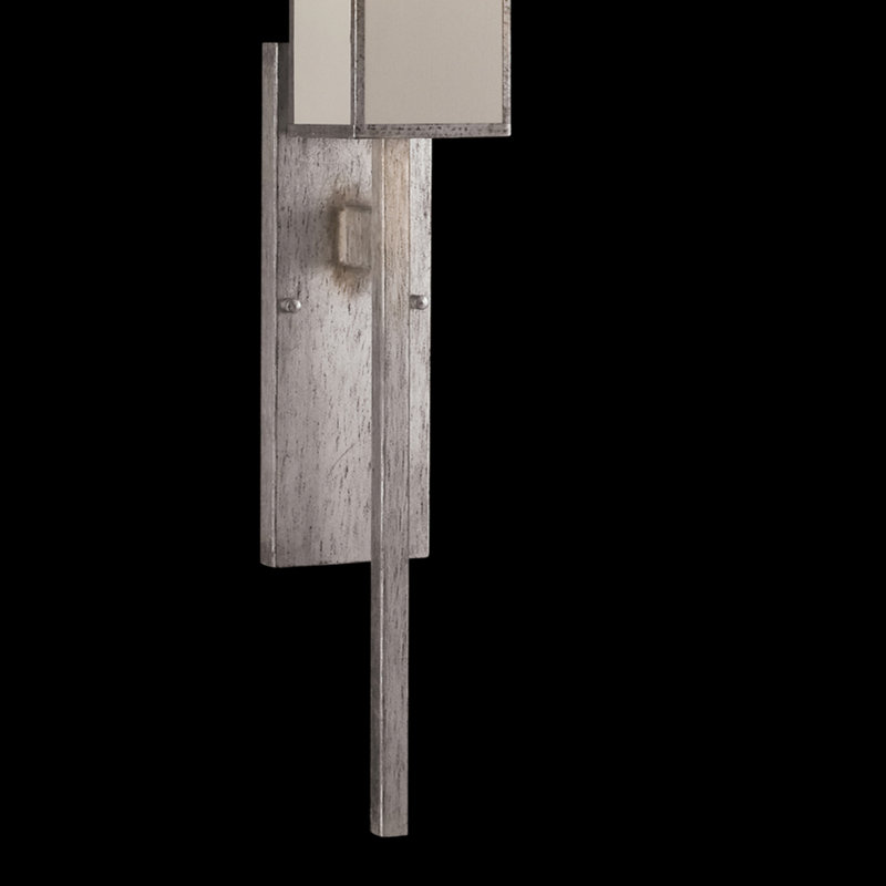 Elegant Bronze 33" Wall Sconce with White Crepe Shade