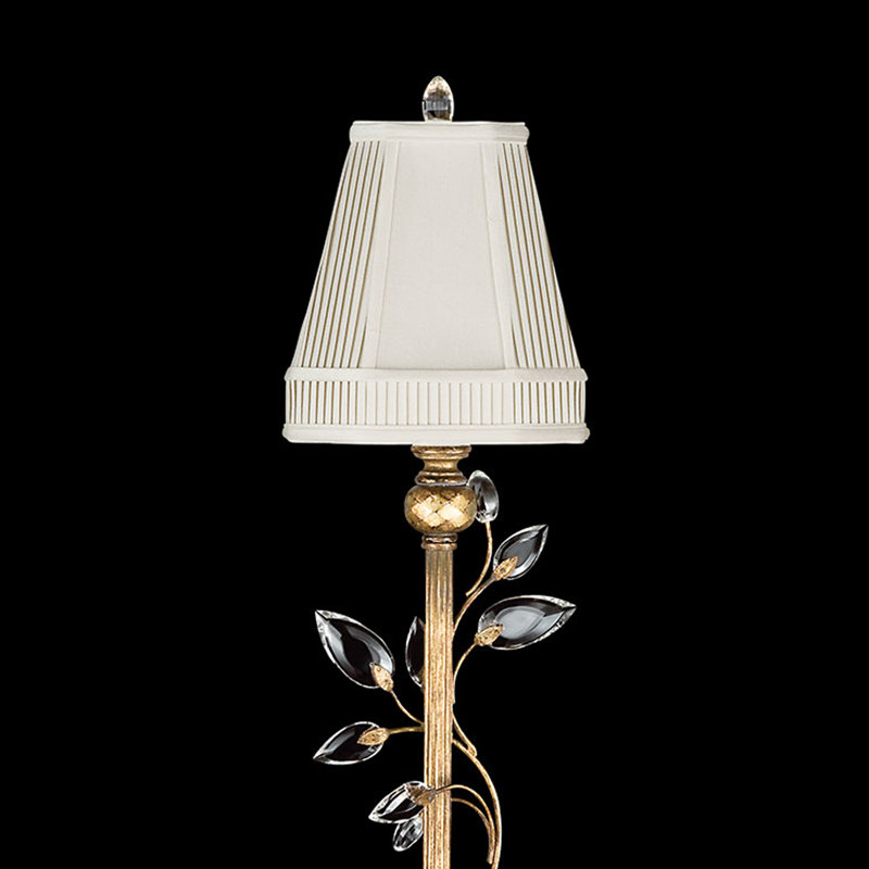 Crystal Laurel Silver Buffet Lamp with Stylized Leaves