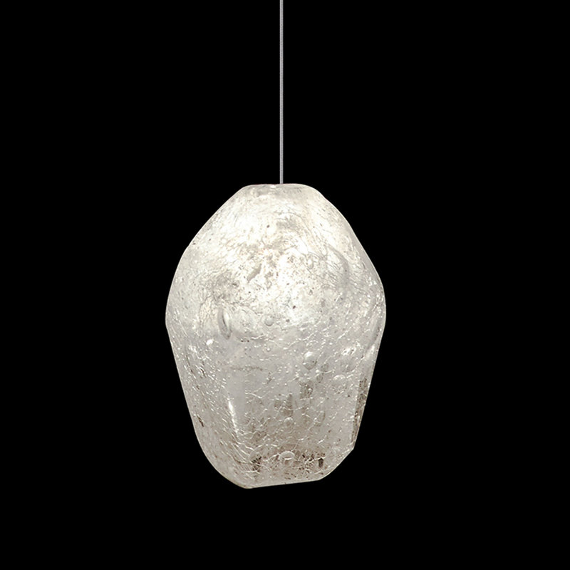Mini Quartz Glass LED Drop Pendant with Silver Leaf Canopy