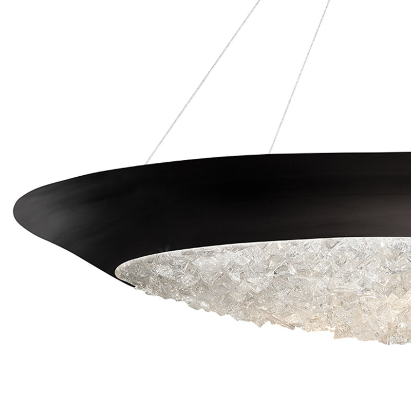 Lunar Radiance Crystal & Silver Leaf LED Pendant Light