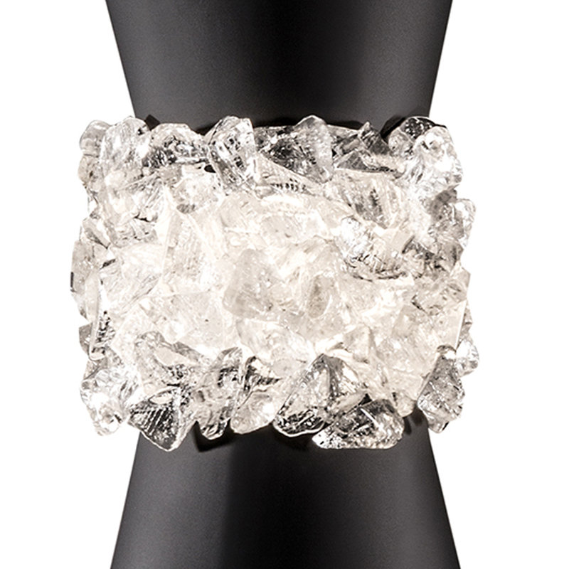 Cirrus Clouds Matte Black 2-Light Wall Sconce with Rough Cut Crystal