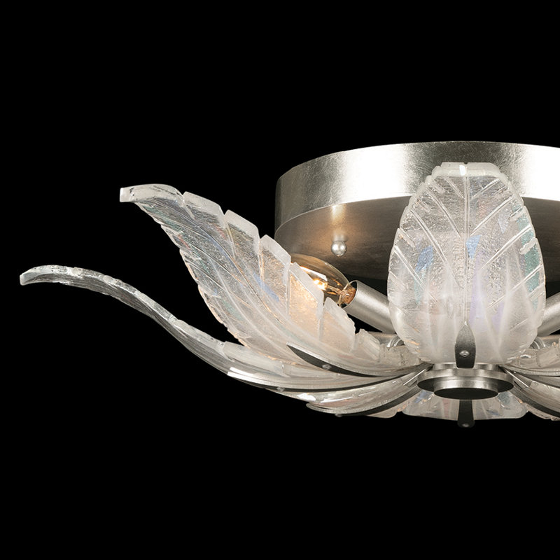 Elegant Silver 28" Glass Flush Mount with LED Compatibility