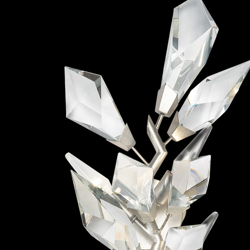 Foret Silver Leaf 3-Light Dimmable Wall Sconce with Crystal Accents