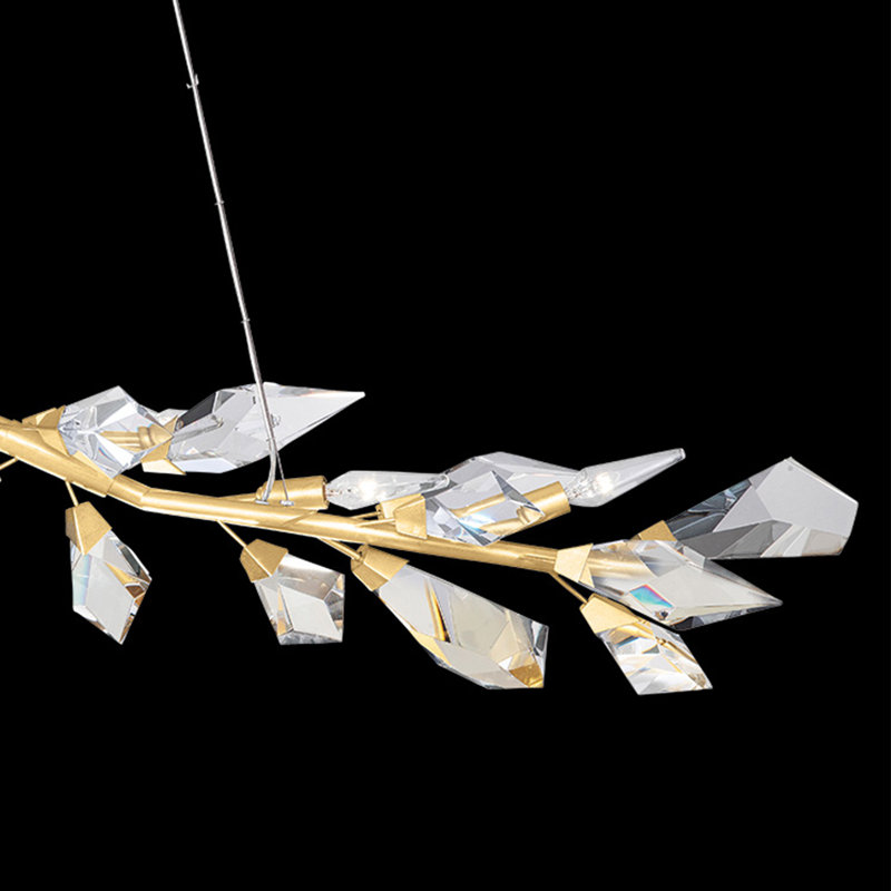Gold Leaf Crystal 6-Light Linear Pendant