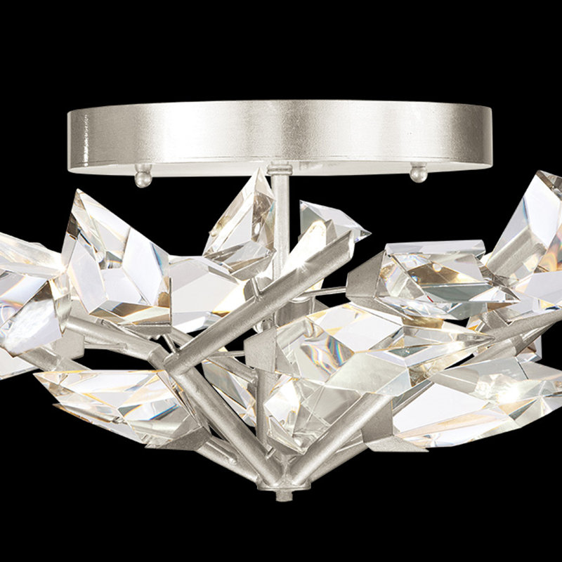 Foret Silver Leaf 4-Light Semi-Flush Mount with Hand-Cut Crystal