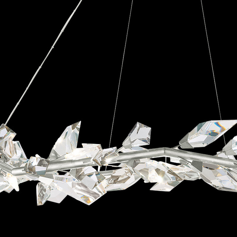 Foret 55" Silver Leaf Crystal LED Chandelier
