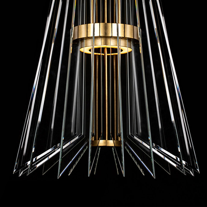 Newton Gold Leaf 3-Light LED Pendant with Carved Crystal