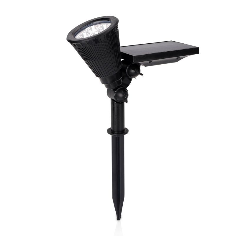 Black Solar Powered Adjustable LED Landscape Spotlights, 2-Pack