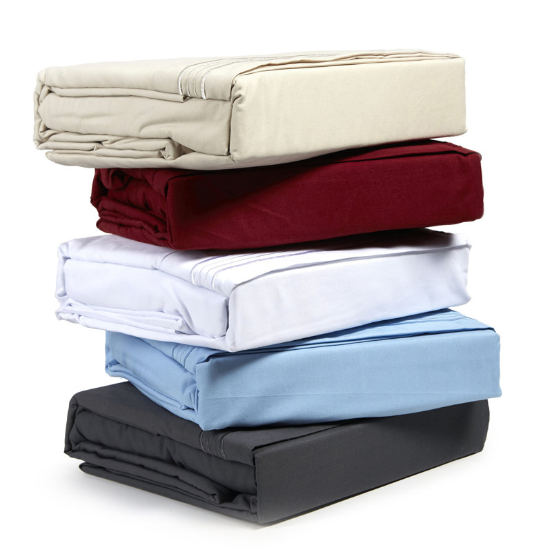 Twin Blue Microfiber Embroidered Sheet Set