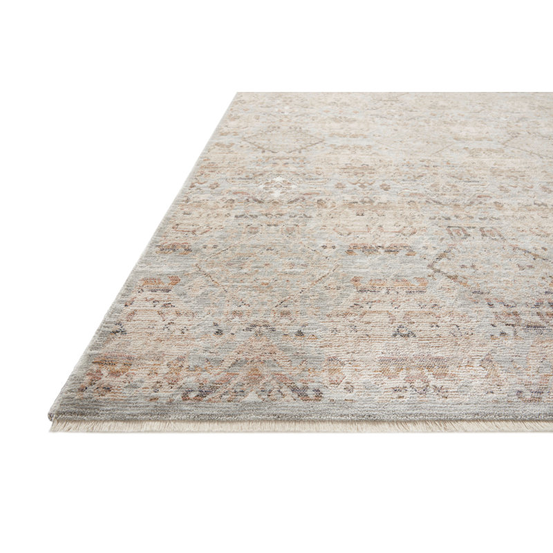 Gray Floral Motif Synthetic Rectangular Area Rug