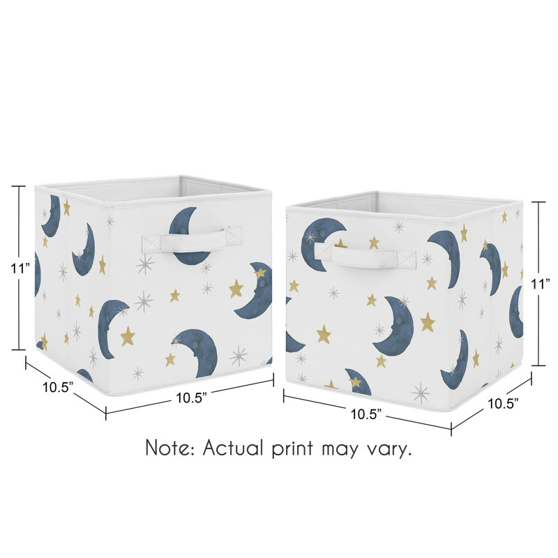 Navy and Gold Moon and Stars Foldable Fabric Storage Cubes