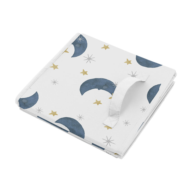Navy and Gold Moon and Stars Foldable Fabric Storage Cubes