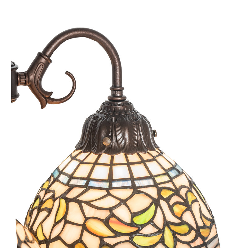 Mahogany Bronze Tiffany-Inspired 3-Light Stained Glass Table Lamp