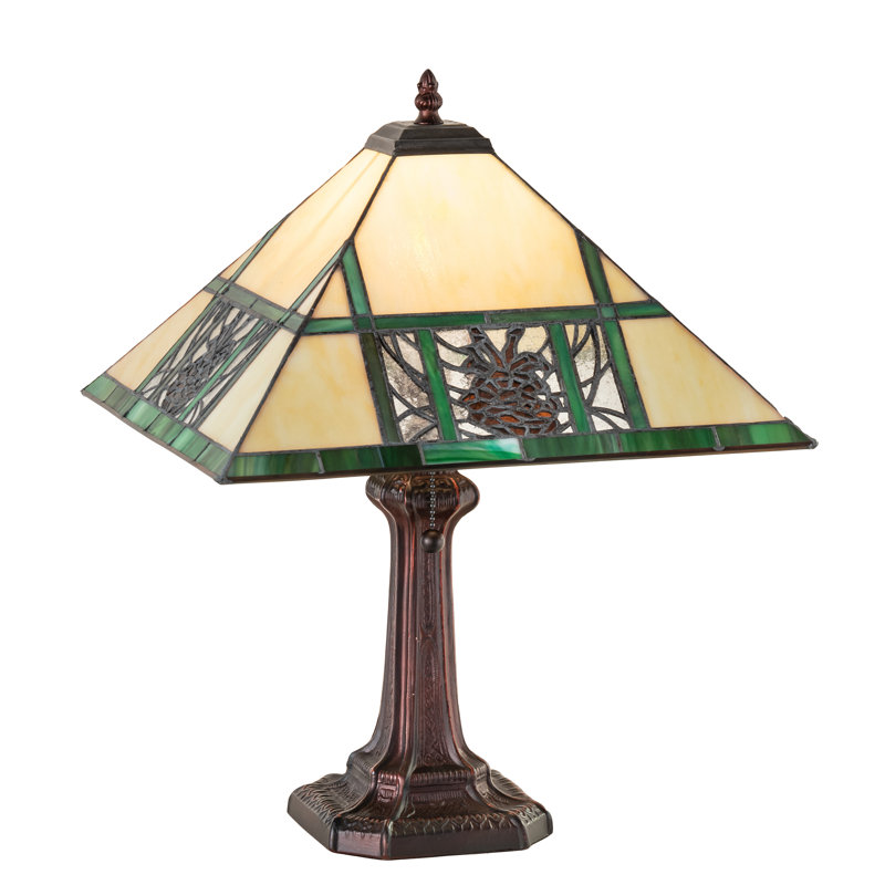 Mahogany Bronze Stained Glass Table Lamp Set