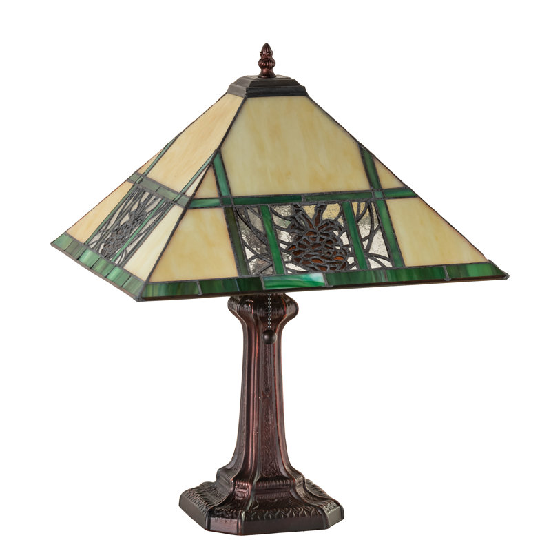 Mahogany Bronze Stained Glass Table Lamp Set