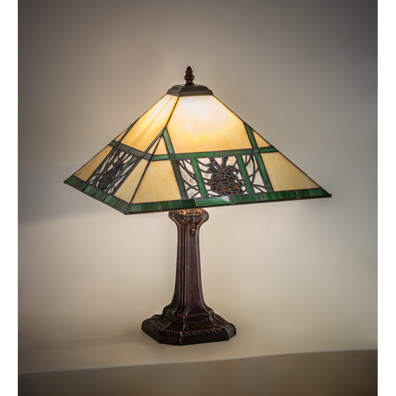 Mahogany Bronze Stained Glass Table Lamp Set