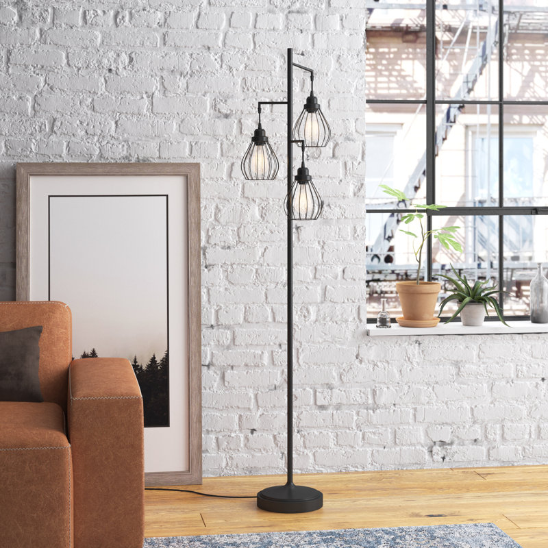 Edison Inspired Multi-Head 68" Black LED Floor Lamp