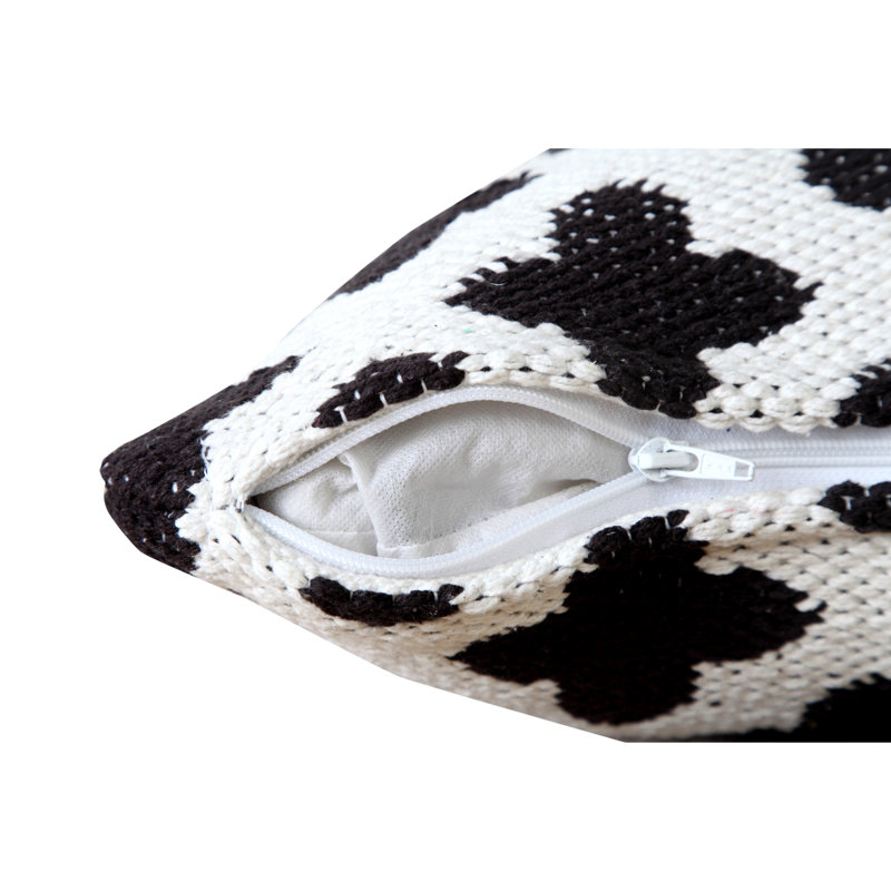 Sevita 20" Square White and Black Woven Geometric Throw Pillow