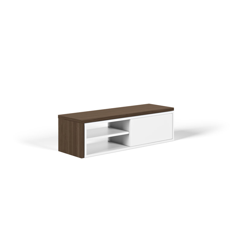 Rodolphe Castellani 43'' Walnut and Pure White Media Console with Cabinet