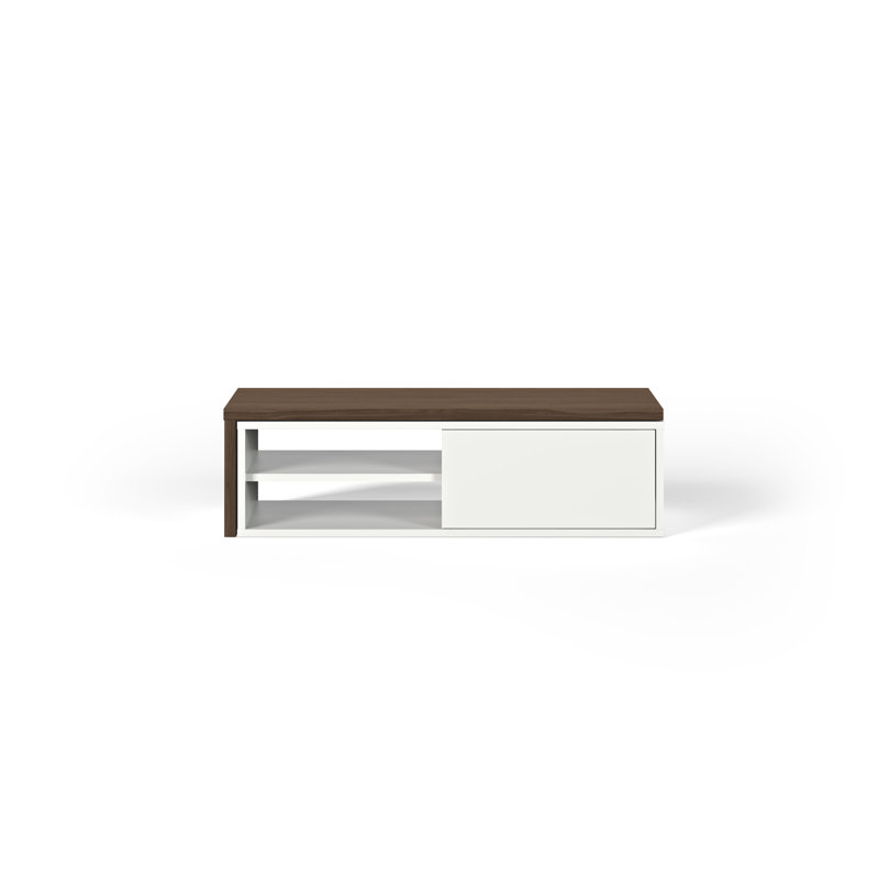 Rodolphe Castellani 43'' Walnut and Pure White Media Console with Cabinet