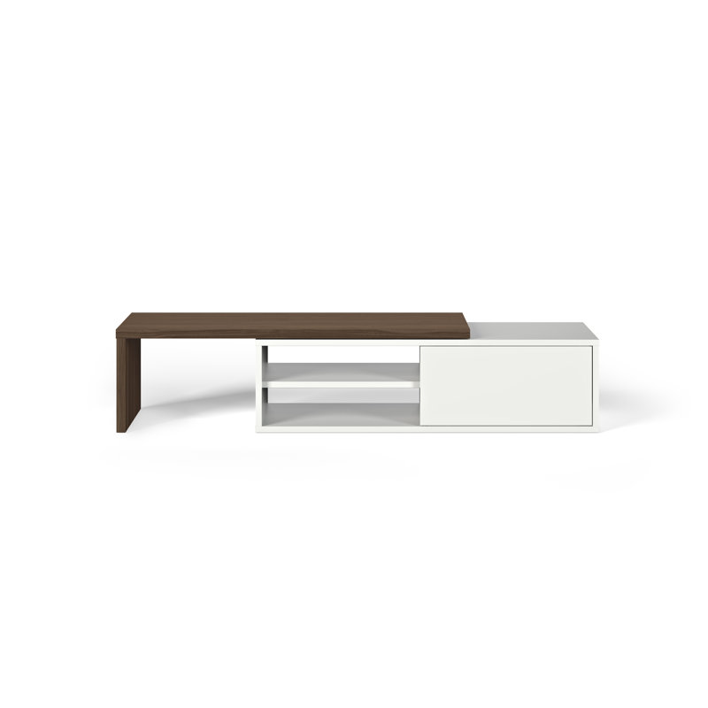 Rodolphe Castellani 43'' Walnut and Pure White Media Console with Cabinet