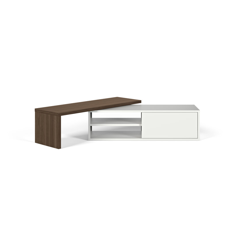 Rodolphe Castellani 43'' Walnut and Pure White Media Console with Cabinet