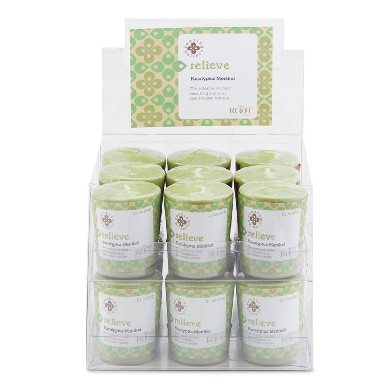 Eucalyptus Menthol Scented Beeswax Votive Candle in Glass Holder