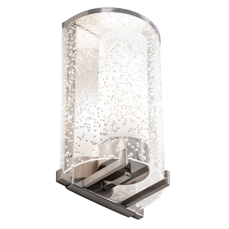 Cilindro Nickel Finish Seedy Acrylic 1-Light Wall Sconce