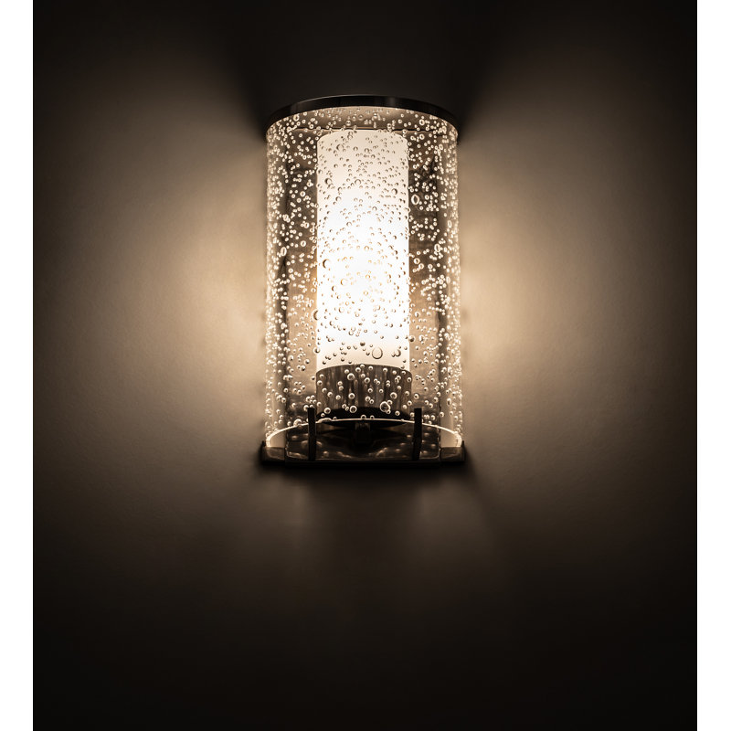 Cilindro Nickel Finish Seedy Acrylic 1-Light Wall Sconce