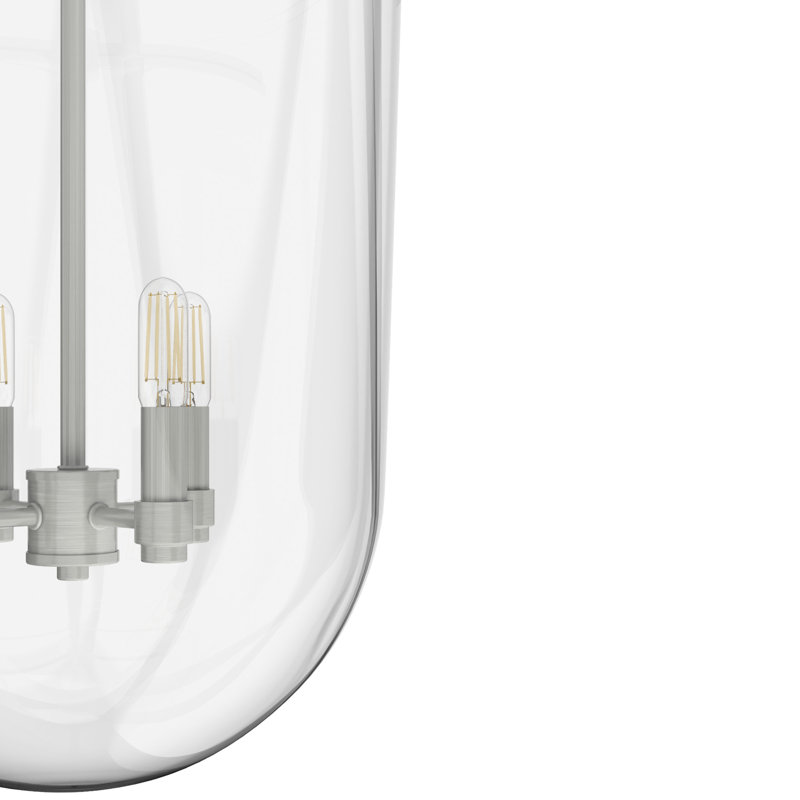 Brushed Nickel 4-Light Clear Glass Pendant