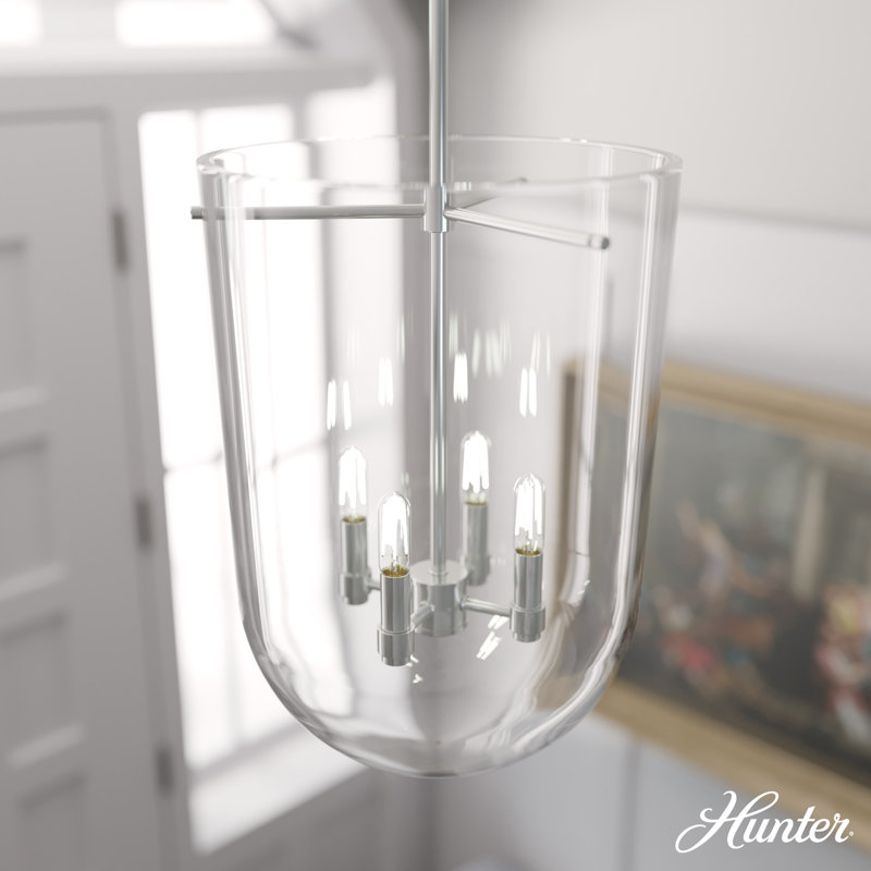 Brushed Nickel 4-Light Clear Glass Pendant
