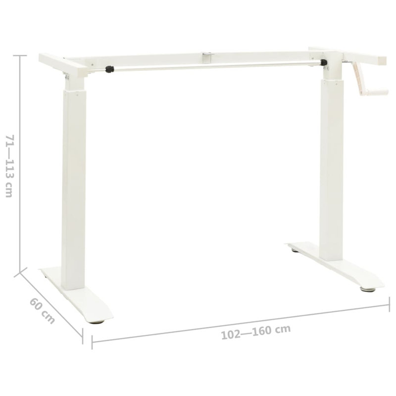 White Adjustable Height Carbon Steel Standing Desk Frame