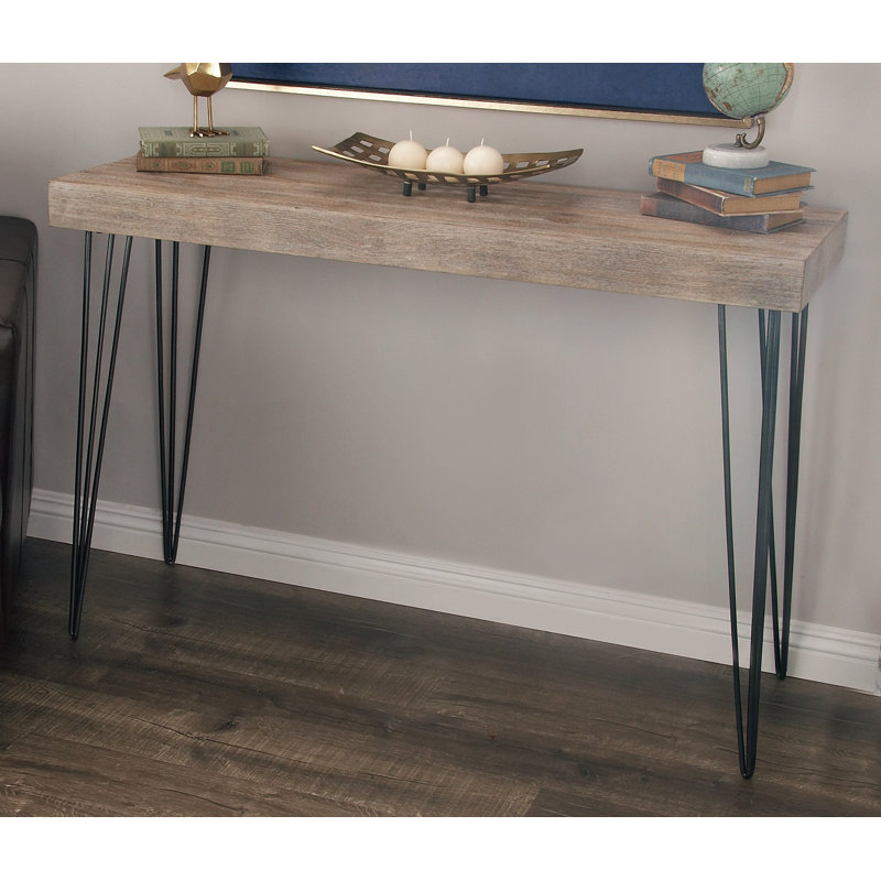 Modern Wood and Metal Console Table with Storage, 47'' Brown